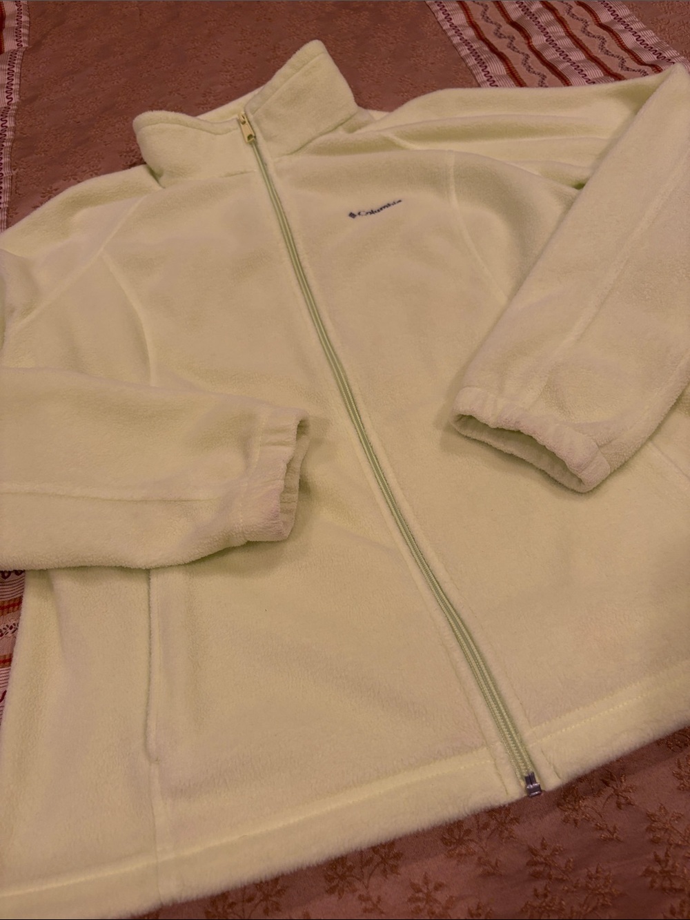 NWOT Columbia Fleece Jacket, Chartreuse, 100% Polyester, Front Pockets, XL
